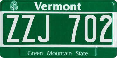 VT license plate ZZJ702