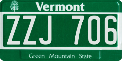 VT license plate ZZJ706