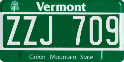 VT license plate ZZJ709