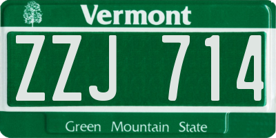 VT license plate ZZJ714