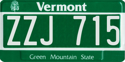 VT license plate ZZJ715
