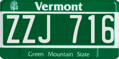 VT license plate ZZJ716