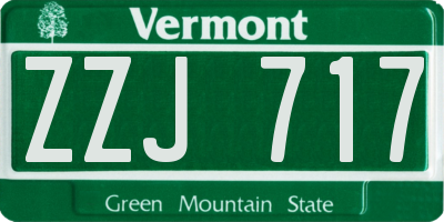 VT license plate ZZJ717