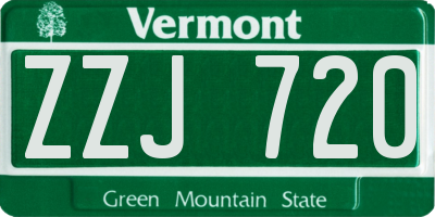 VT license plate ZZJ720