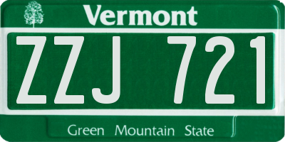 VT license plate ZZJ721