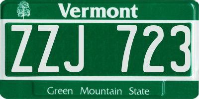 VT license plate ZZJ723