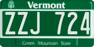VT license plate ZZJ724