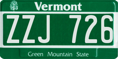 VT license plate ZZJ726