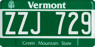 VT license plate ZZJ729
