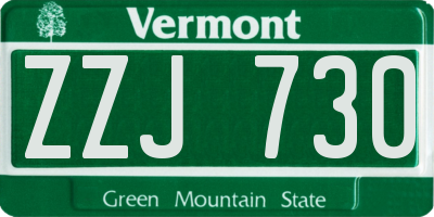 VT license plate ZZJ730