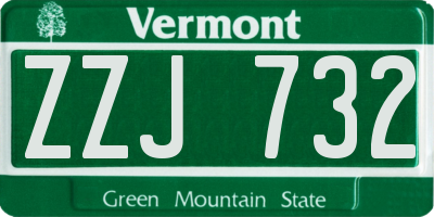 VT license plate ZZJ732