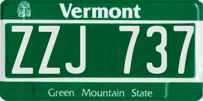VT license plate ZZJ737
