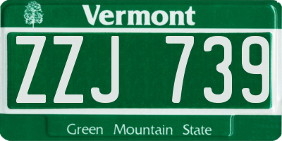 VT license plate ZZJ739