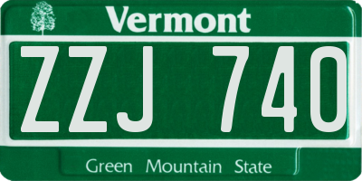 VT license plate ZZJ740