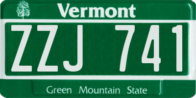 VT license plate ZZJ741