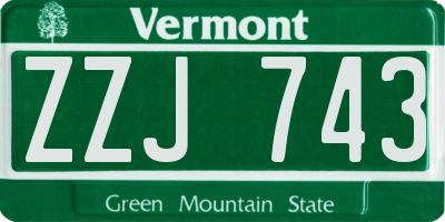 VT license plate ZZJ743
