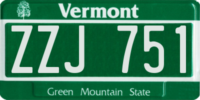 VT license plate ZZJ751