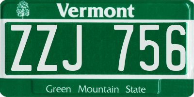 VT license plate ZZJ756