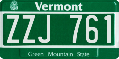 VT license plate ZZJ761