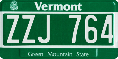 VT license plate ZZJ764