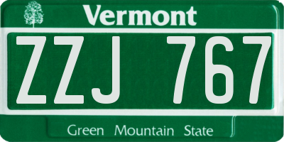 VT license plate ZZJ767