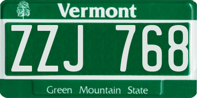 VT license plate ZZJ768