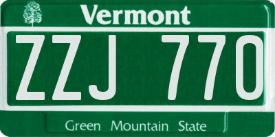 VT license plate ZZJ770