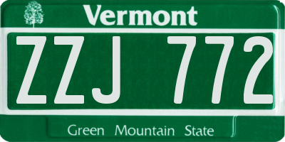 VT license plate ZZJ772
