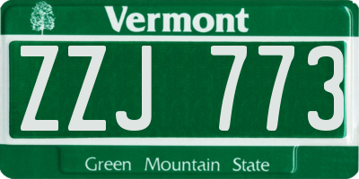 VT license plate ZZJ773