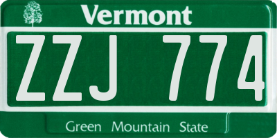 VT license plate ZZJ774
