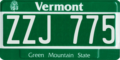 VT license plate ZZJ775