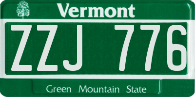 VT license plate ZZJ776