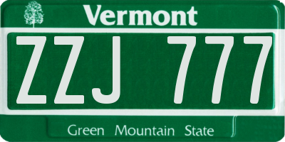 VT license plate ZZJ777