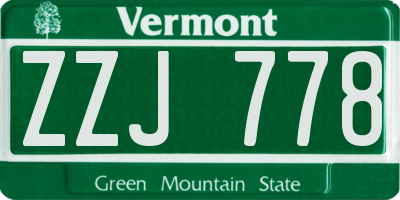 VT license plate ZZJ778