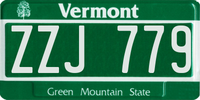 VT license plate ZZJ779