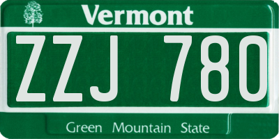 VT license plate ZZJ780