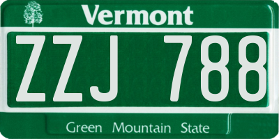VT license plate ZZJ788