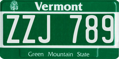 VT license plate ZZJ789