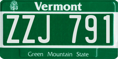 VT license plate ZZJ791