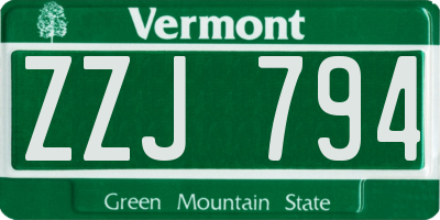 VT license plate ZZJ794