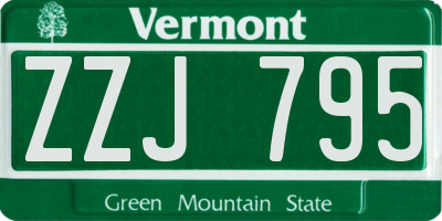 VT license plate ZZJ795