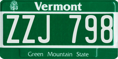 VT license plate ZZJ798