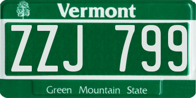 VT license plate ZZJ799