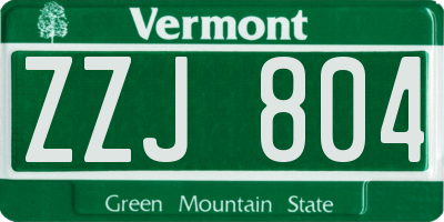 VT license plate ZZJ804