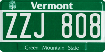 VT license plate ZZJ808