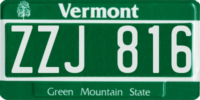 VT license plate ZZJ816