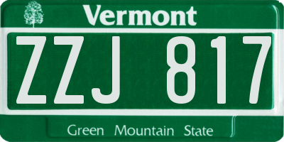 VT license plate ZZJ817