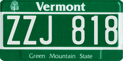 VT license plate ZZJ818