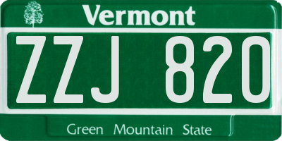VT license plate ZZJ820