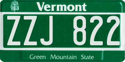 VT license plate ZZJ822